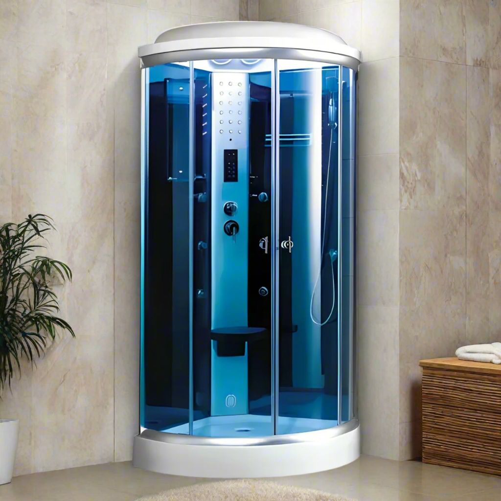 Mesa WS-9090K 1 Person Corner Steam Shower - 36"L x 36"W x 85"H (Blue Glass)