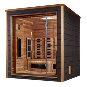 Golden Designs Visby 3-Person Outdoor-Indoor Hybrid Sauna - Canadian Red Cedar Interior