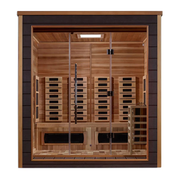 Golden Designs Visby 3 Person Outdoor & Indoor Hybrid Sauna - Canadian Red Cedar Interior