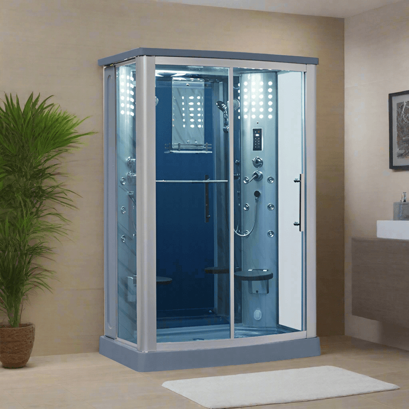Mesa Showers Mesa WS-803L 2 Person Walk-In Steam Shower - 54"L x 35"W x 85"H (Blue Glass)