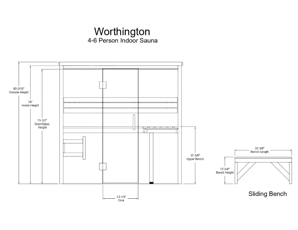 Almost Heaven Saunas Almost Heaven Worthington 4-6 Person Indoor Sauna