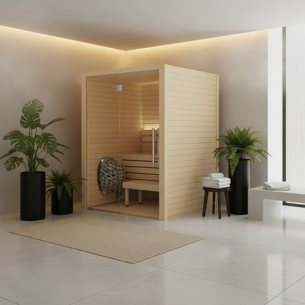 Auroom Saunas Auroom Cala Glass Aspen 2-4 Person Indoor Traditional Cabin Sauna Kit