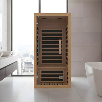 FINSAUNA FINSAUNA Fiera IR 100 Carbon Hemlock 1 Person Home Infrared Sauna
