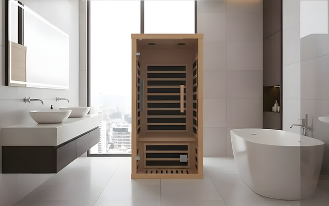 FINSAUNA FINSAUNA Fiera IR 100 Carbon Hemlock 1 Person Home Infrared Sauna