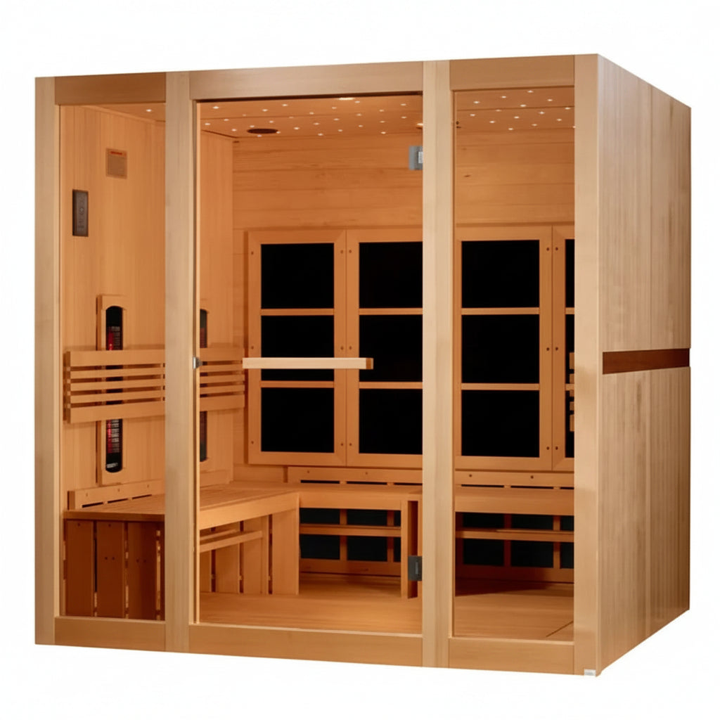 Golden Designs Saunas New 2026 Model Golden Designs 8 Person Full Spectrum Near Zero EMF FAR IR Sauna (GDI-6880-03 FS)