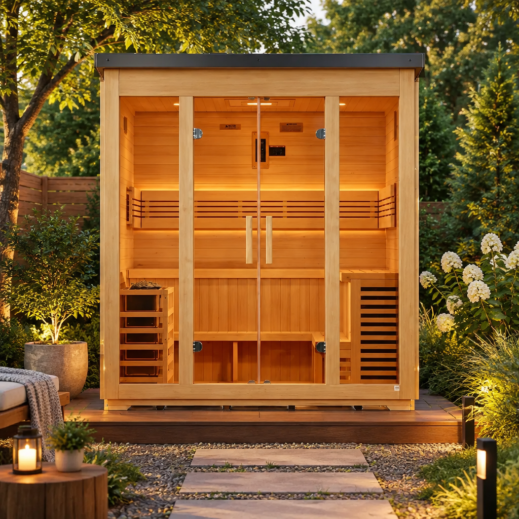 Golden Designs Saunas Flat Roof Golden Designs Vorarlberg 5 Person Outdoor Traditional Sauna (GDI-8105-01)