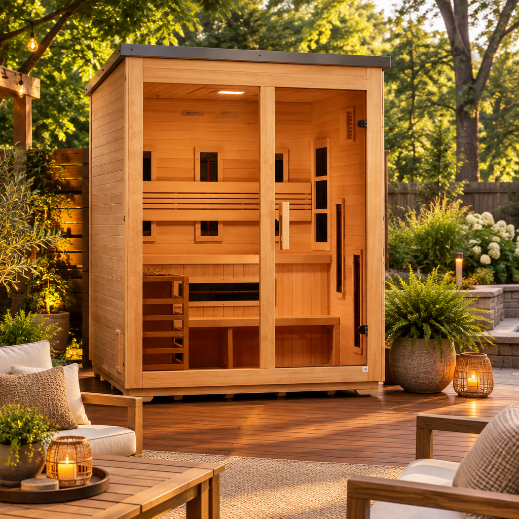 Golden Designs Saunas Golden Designs Carinthia 3 Person Outdoor Flat Roof Hybrid  Sauna (GDI-8023-01)
