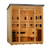 Golden Designs Saunas Golden Designs "Gargellen" 5 Person Hybrid (PureTech™ Full Spectrum IR or Traditional Stove) Flat Roof Outdoor Sauna (GDI-8025-01)