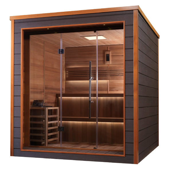 Golden Designs Bergen 6 Person Outdoor-Indoor Traditional Sauna - Canadian Red Cedar Interior