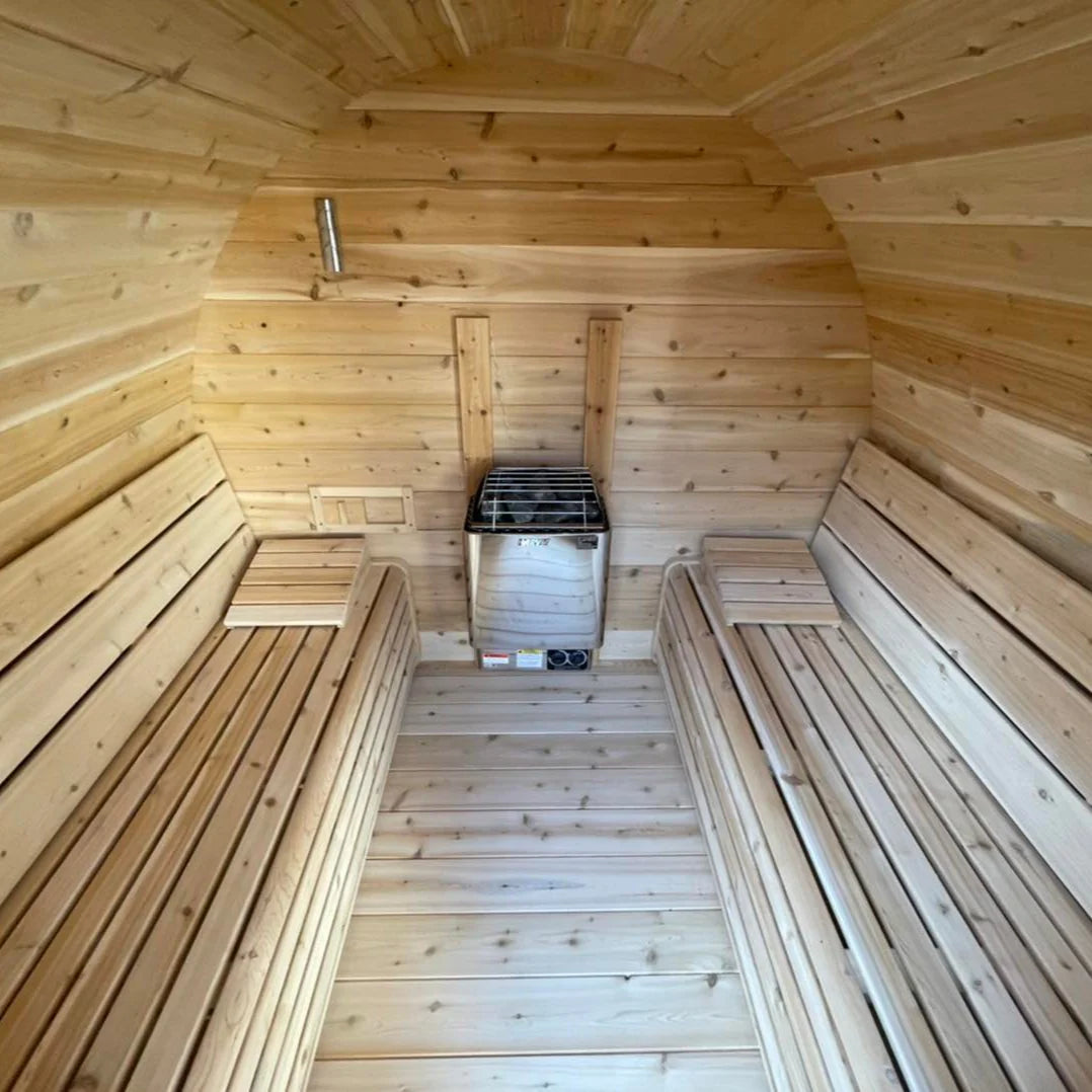 True North Canadian Made 4-6 Person 8' Long Outdoor Traditional Barrel Sauna