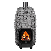 HUUM HIVE Flow wood-burning sauna stove filled with stones, front view