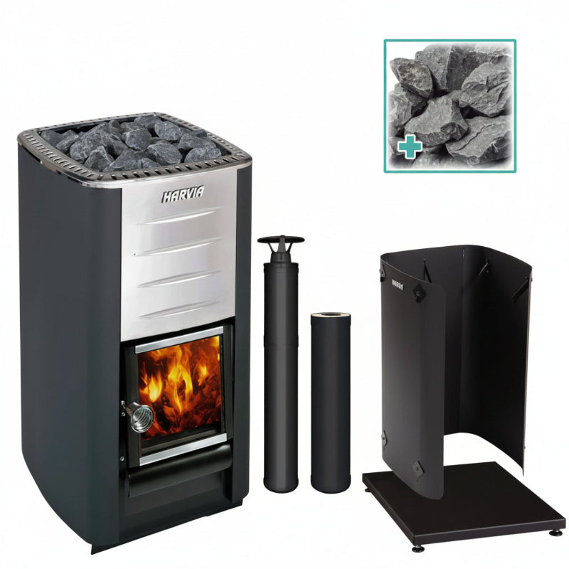 Harvia Heaters Harvia M3 Wood-Burning Stove Kit - Black