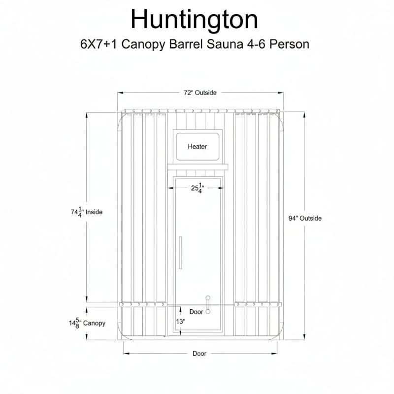 Almost Heaven Saunas & Showers Almost Heaven Huntington 6-Person Canopy Barrel Sauna & Ellipse Outdoor Shower Set