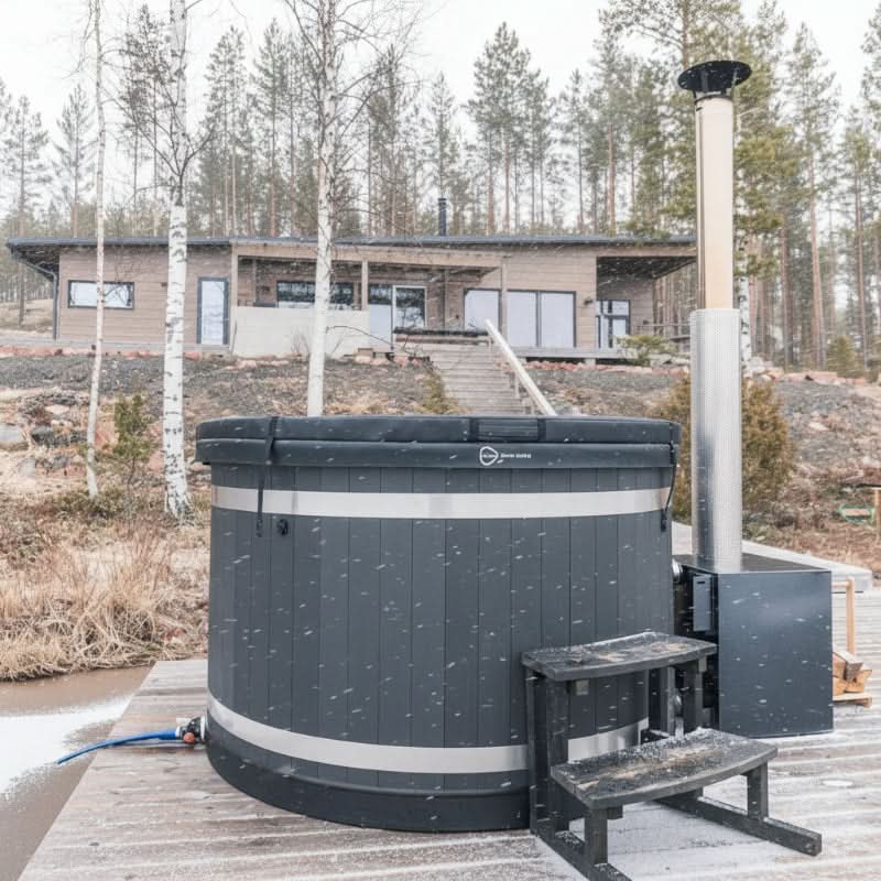 Almost Heaven Saunas & Hot Tubs Almost Heaven Huntington 6 Person Barrel Sauna & Almost Heaven Serenity 4 Person Wood Fired Hot Tub