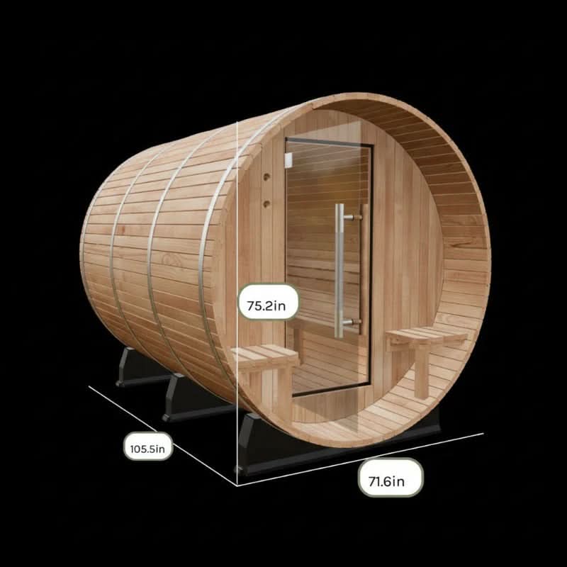 Almost Heaven Saunas & Hot Tubs Almost Heaven Huntington 6 Person Barrel Sauna & Almost Heaven Serenity 4 Person Wood Fired Hot Tub
