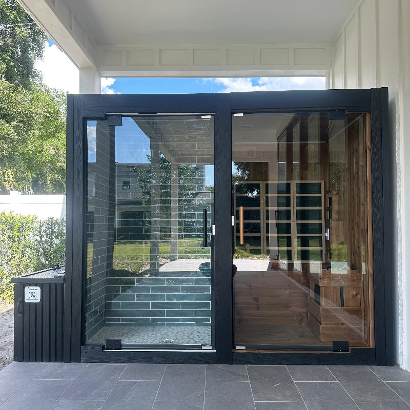 GeyserSteam Saunas GeyserSteam Minka 2 Person Outdoor/Indoor Hybrid Sauna & Steam Room Cabin