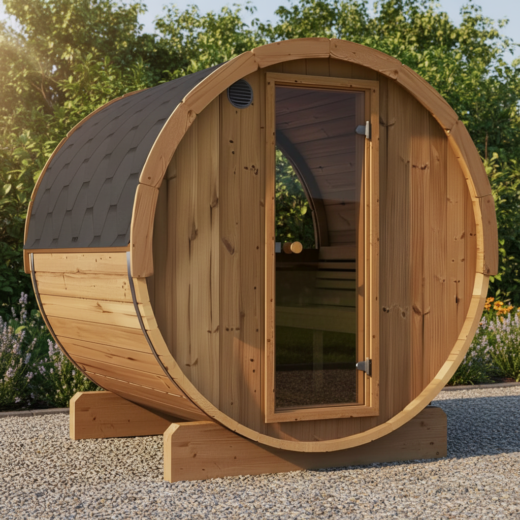 Forever Saunas Saunas Forever Saunas Thermally Treated 3-4 Person Outdoor Traditional Barrel Sauna with Rear Window - Ready to Ship!