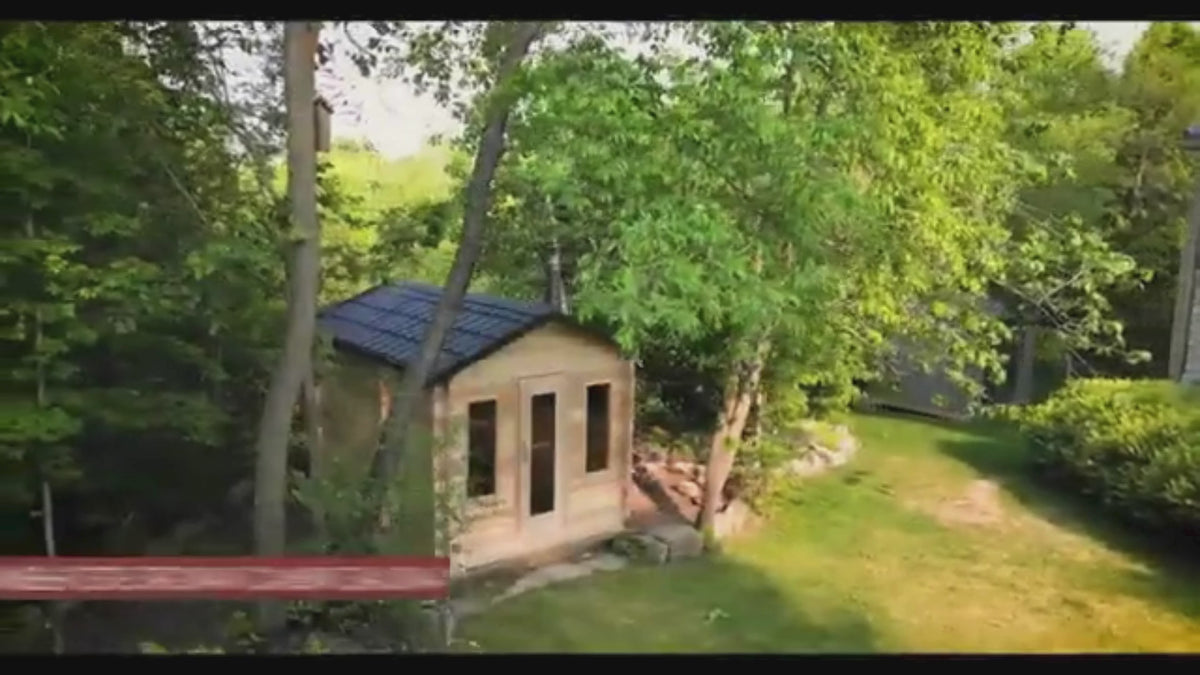 Dundalk LeisureCraft Canadian Timber Georgian 6 Person Outdoor Traditional Cabin Sauna with Changeroom