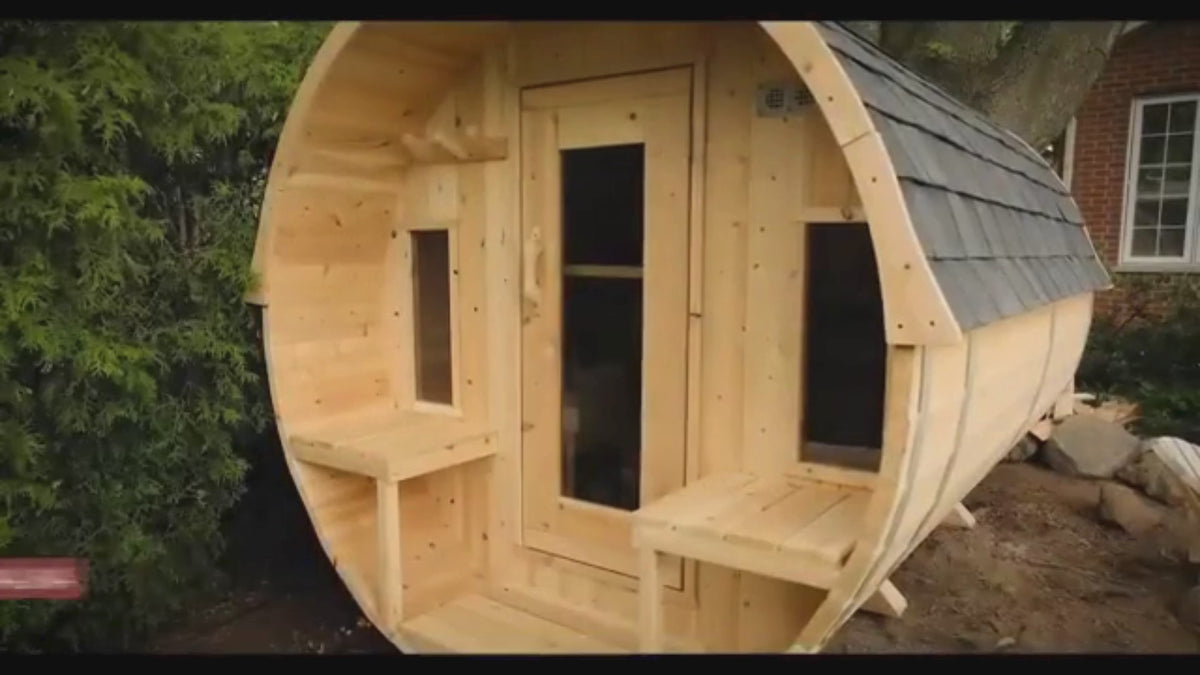 Dundalk LeisureCraft Canadian Timber Tranquility 6 Person Outdoor Traditional Barrel Sauna CTC2345