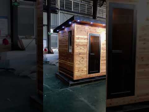 Sunray Denali 4-Person Contemporary Outdoor Sauna with Harvia Heater
