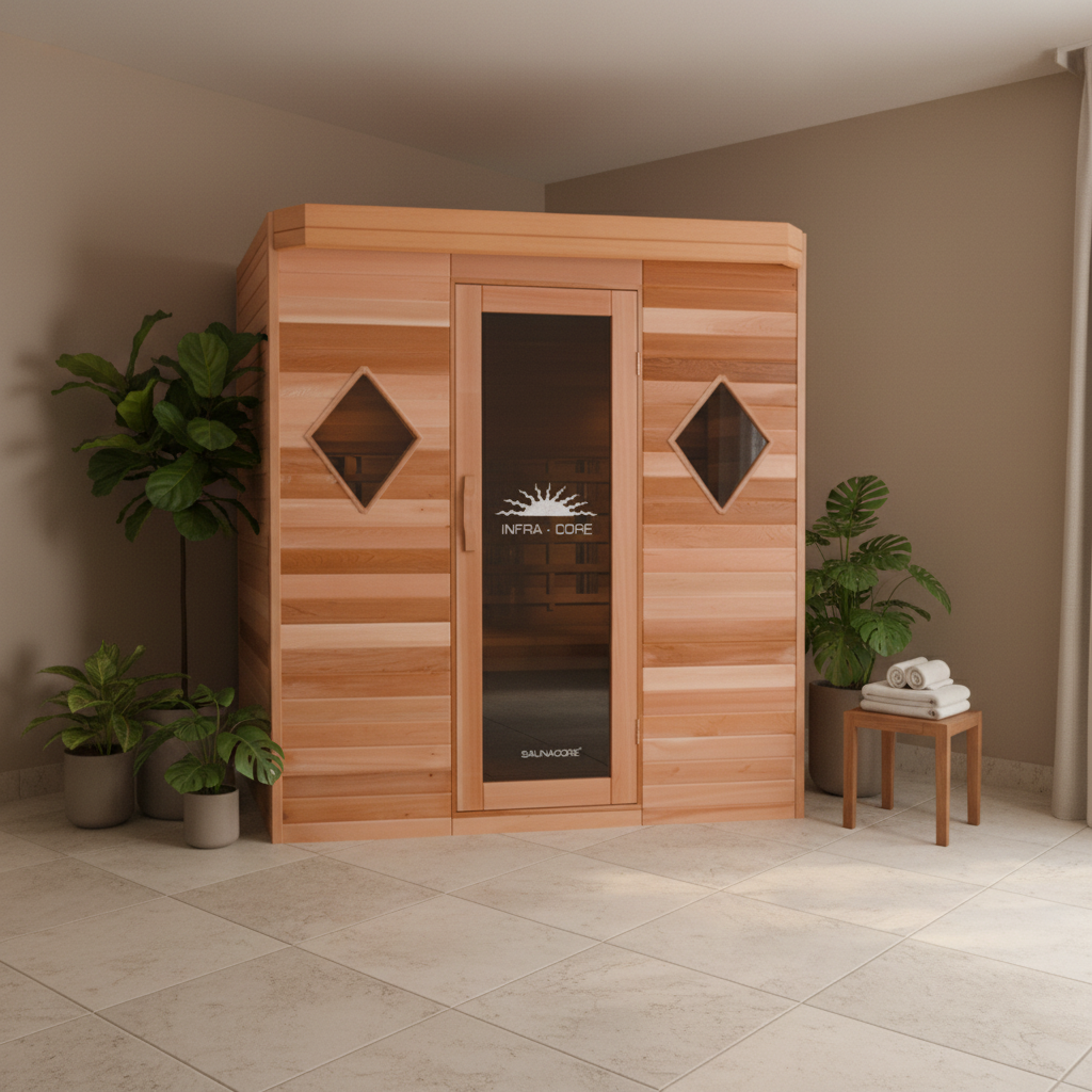 Saunacore Saunas INFRA-CORE™ Premium Dual Series Diamond Windows & Cedar Front