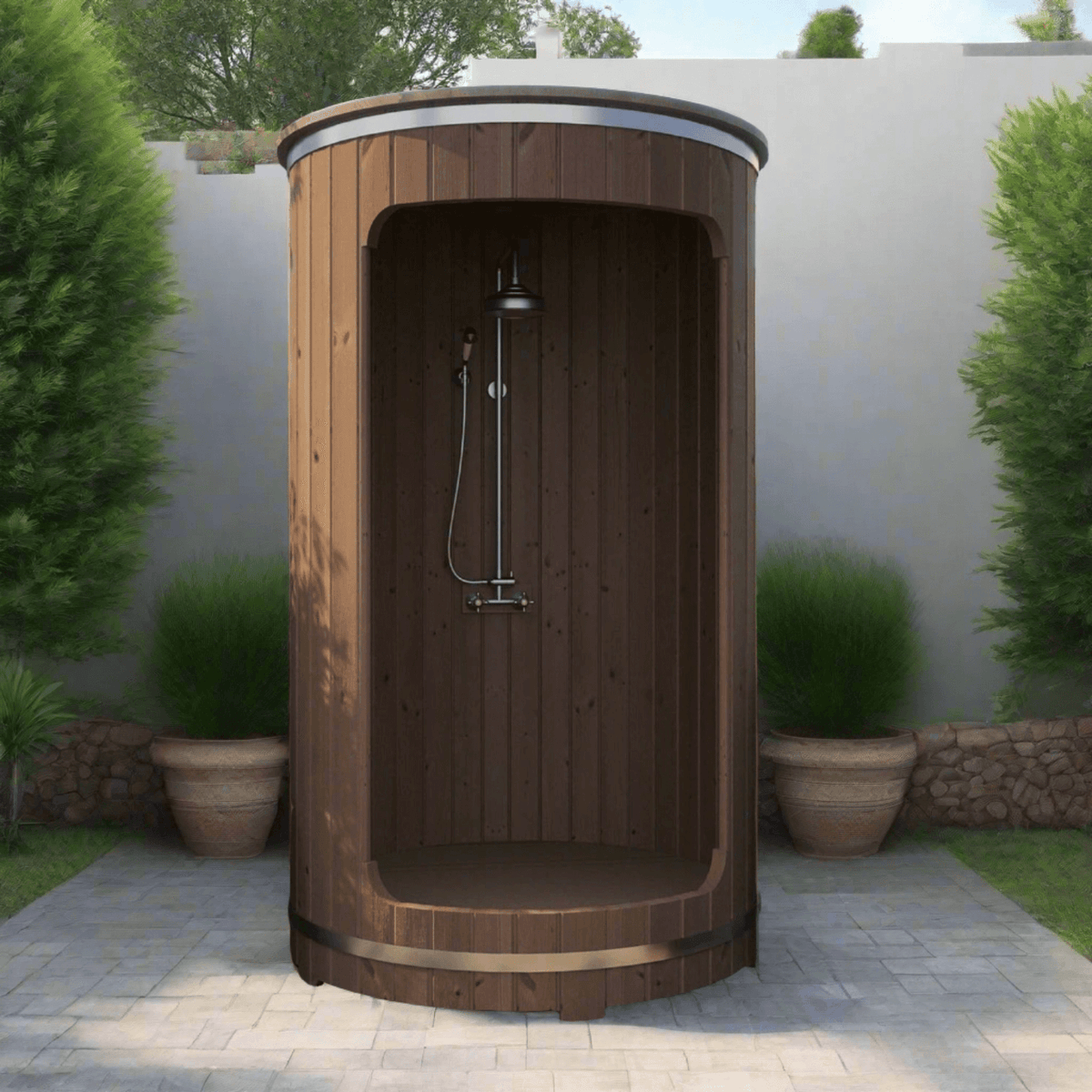 SaunaLife Showers SaunaLife Model R3 Rain Series Outdoor Barrel Shower Kit