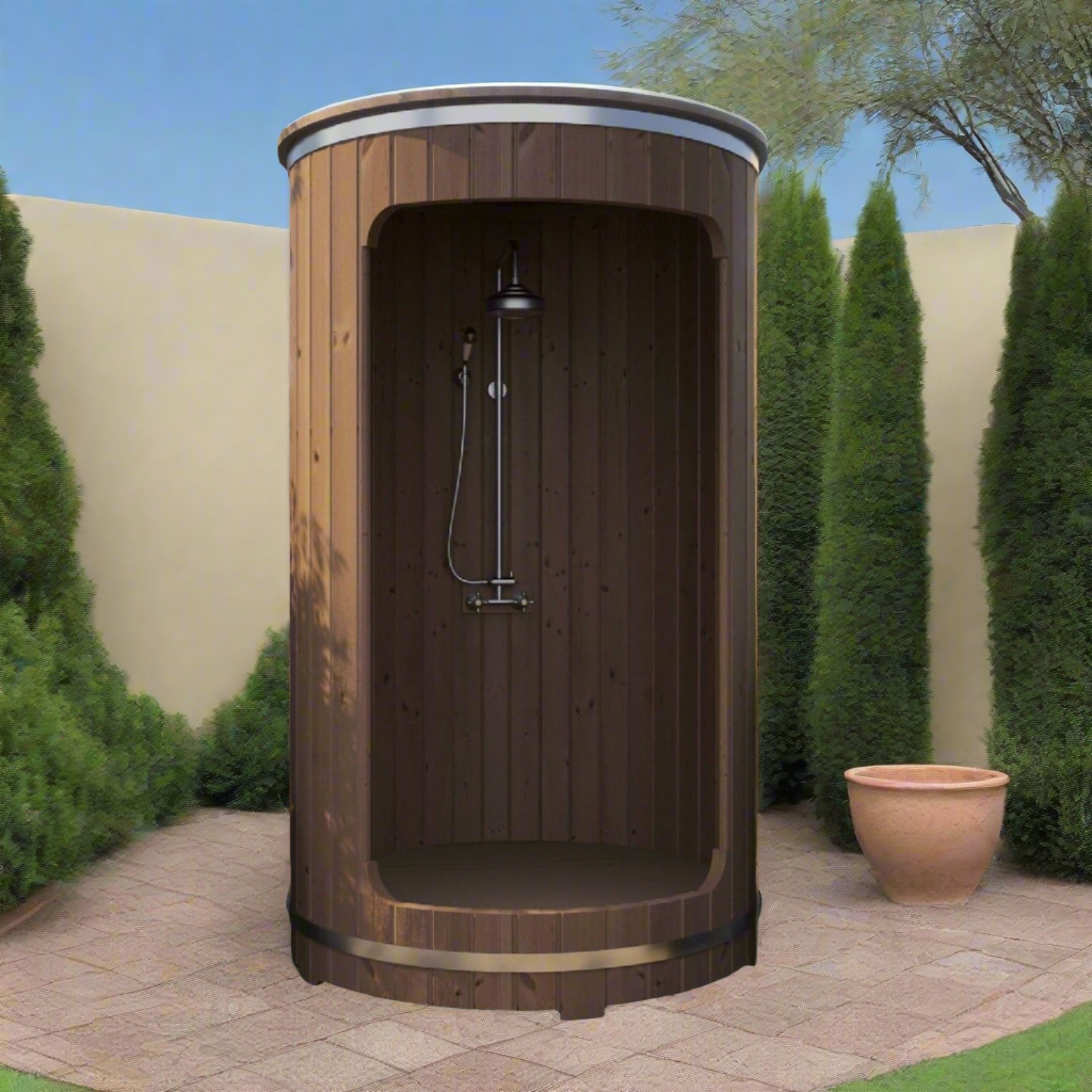 SaunaLife Model R3 Rain Series Outdoor Barrel Shower Kit