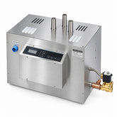 Studio view of the Pro-Series steam generator front panel and brass inlet valve