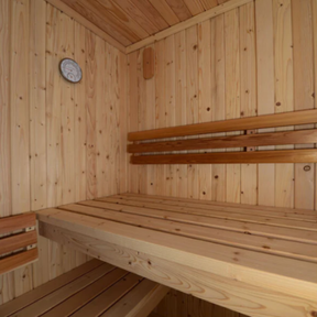 The Bench inside the Almost Heaven Auburn 2-3 Person Indoor Sauna