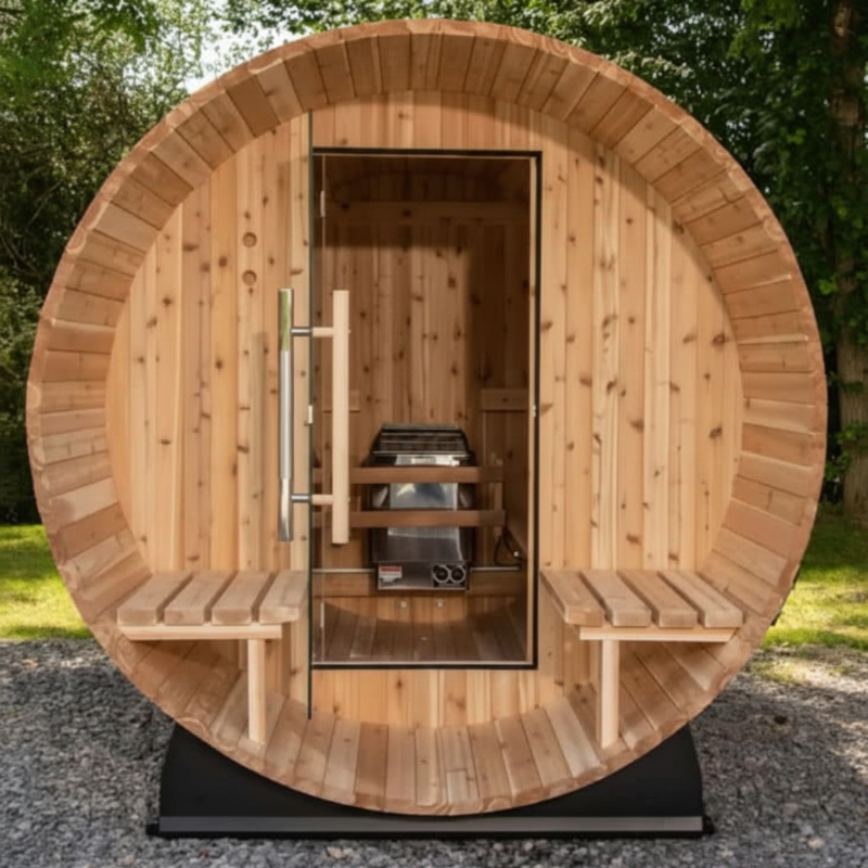 Almost Heaven Saunas Almost Heaven 6′ x 5+2′ Fairmont 4-person Barrel Sauna