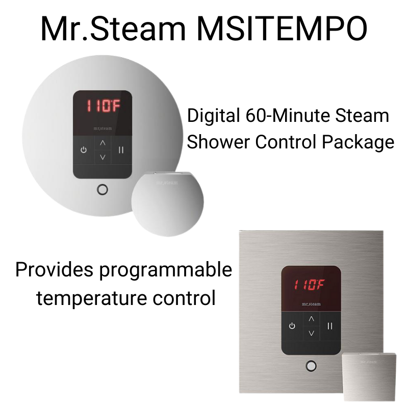 MrSteam iTempo 5 x 5 x 1 White in Square Steam Shower Control with – US  Bath Store