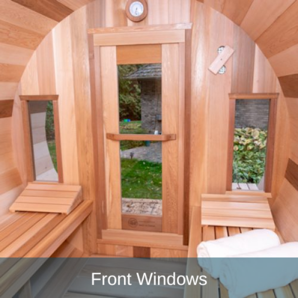 Dundalk LeisureCraft Clear Cedar Panoramic View Cedar Barrel Sauna - My Sauna World