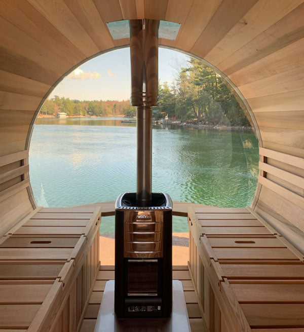 Dundalk LeisureCraft Clear Cedar Panoramic View Cedar Barrel Sauna - My Sauna World