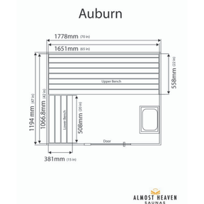 Specific dimensions for Almost Heaven Auburn 2-3 Person Indoor Sauna