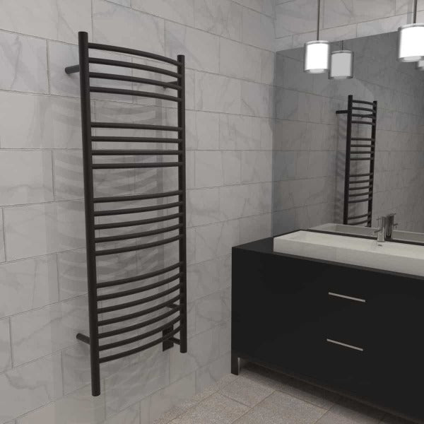 Amba Jeeves D-CURVED  Heated Towel Rack - My Sauna World