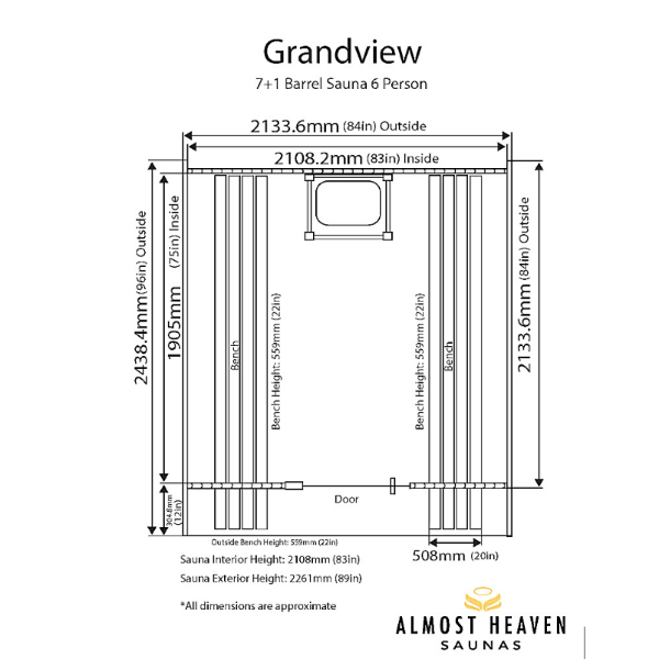 Almost Heaven Grandview Barrel Sauna - My Sauna World