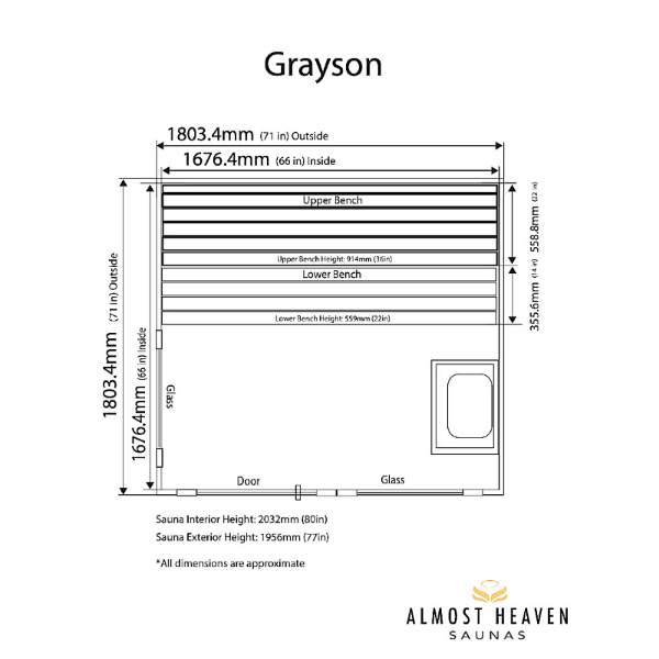 Almost Heaven Grayson 4-Person Indoor Sauna