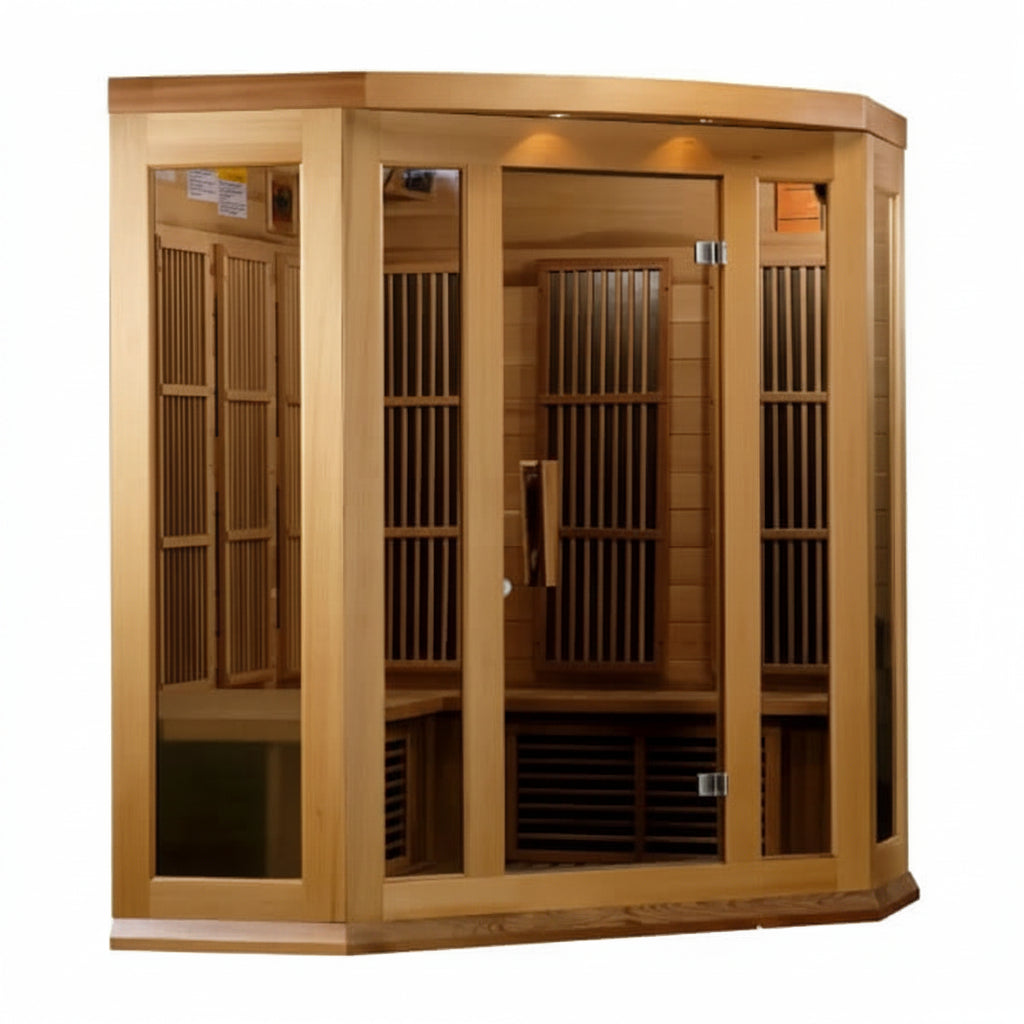Golden Designs Saunas Golden Designs Maxxus Avignon 3 Person Corner Near Zero EMF FAR IR Sauna (MX-K356-01-ZF CED)