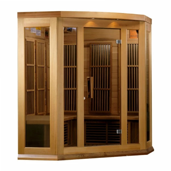 MAXXUS "AVIGNON EDITION" 3 PERSON CORNER NEAR ZERO EMF FAR INFRARED SAUNA - CANADIAN RED CEDAR