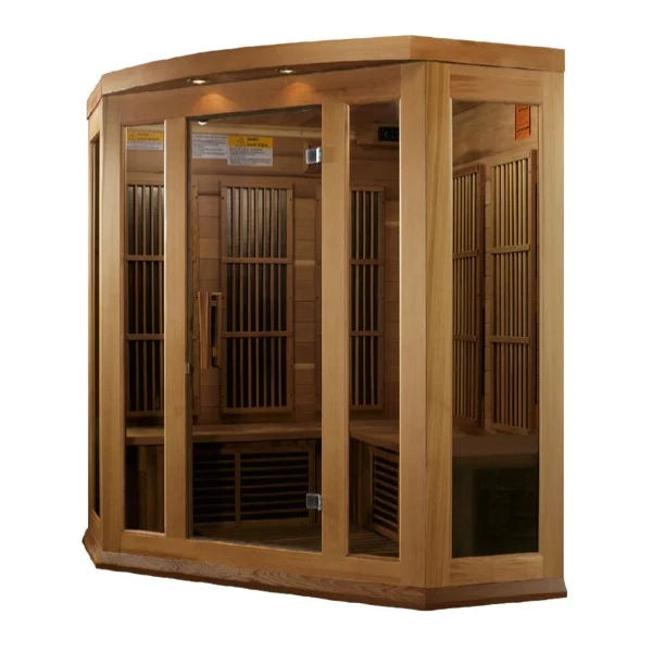 MAXXUS "AVIGNON EDITION" 3 PERSON CORNER NEAR ZERO EMF FAR INFRARED SAUNA - CANADIAN RED CEDAR
