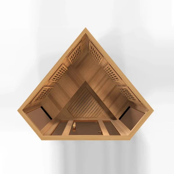 MAXXUS "AVIGNON EDITION" 3 PERSON CORNER NEAR ZERO EMF FAR INFRARED SAUNA - CANADIAN RED CEDAR