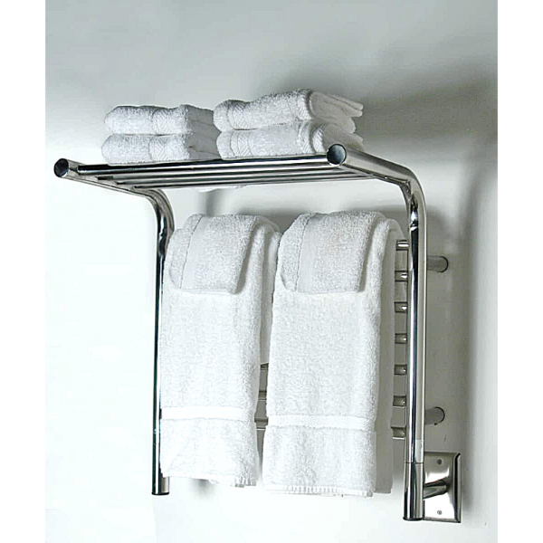 Heated towel rail with discount shelf