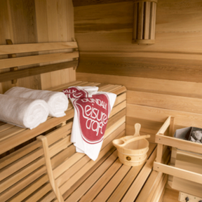 Dundalk Leisure Craft Outdoor Luna Sauna with Wood Burning Heater, Heat Shield & 2' Lounge Sauna Porch - My Sauna World