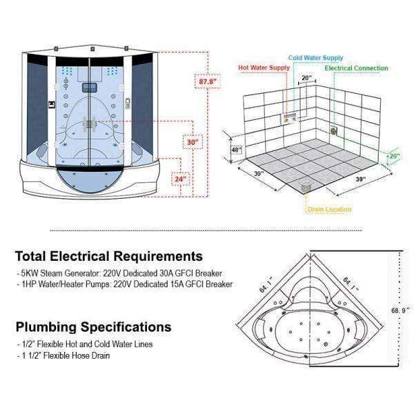 Maya Bath The Superior Platinum White 2-Person Freestanding Steam Shower 101