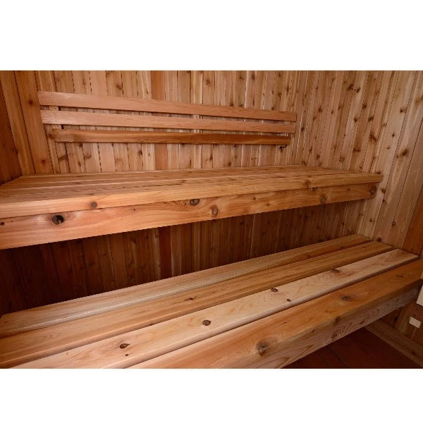 The Bench inside the Almost Heaven Rainelle 4-Person Indoor Sauna